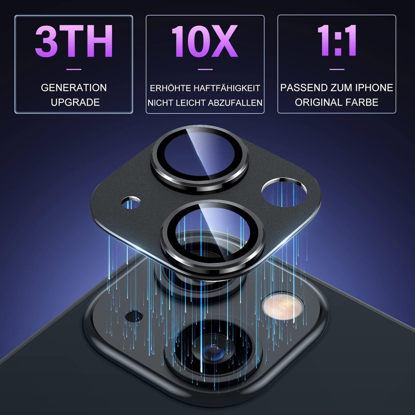 Uyiton for iPhone 14 /iPhone 14 Plus Camera Lens Protector, [Not for iPhone 14 Pro/14 Pro Max][Drop Protection] 9H Tempered Glass Camera Cover Screen Metal Ring Case Friendly Scratch Resistant - Black