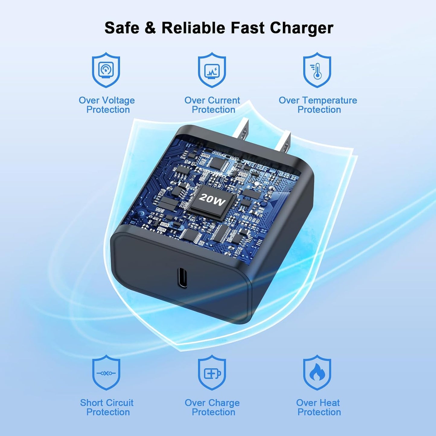 Matsusho iPhone 16 15 Charger Fast Charging 10 FT, 2 Pack 20W USB C Wall Charger with 10FT Type C Charger Cable Compatible for iPhone 16/16 Plus/16 Pro/16 Pro Max/15/15 Pro/15 Pro Max/15 Plus, Black