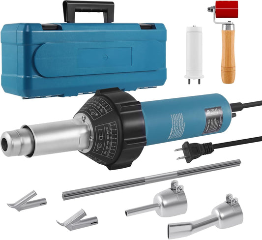 Iglobalbuy 1600W Hot Air Welder Heating Gun Kit, Handheld Hot Air Vinyl PVC TPO Welding Heating Gun Torch Tools kit with Various Nozzles Carrying Case