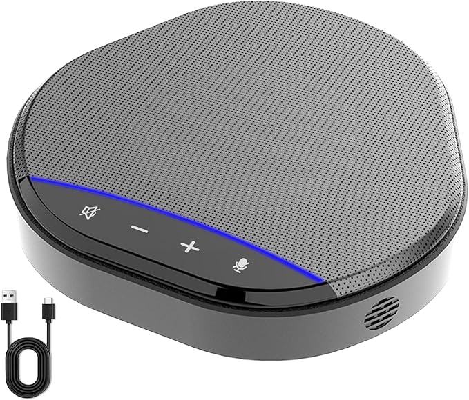 Conference Speaker and Microphone, 360° Enhanced Voice Pickup with 2 AI Mics, Echo & Noise Reduction, USB-C Plug & Play Speakerphone for Zoom Skype Teams Calls, for Home Office and Meeting Room