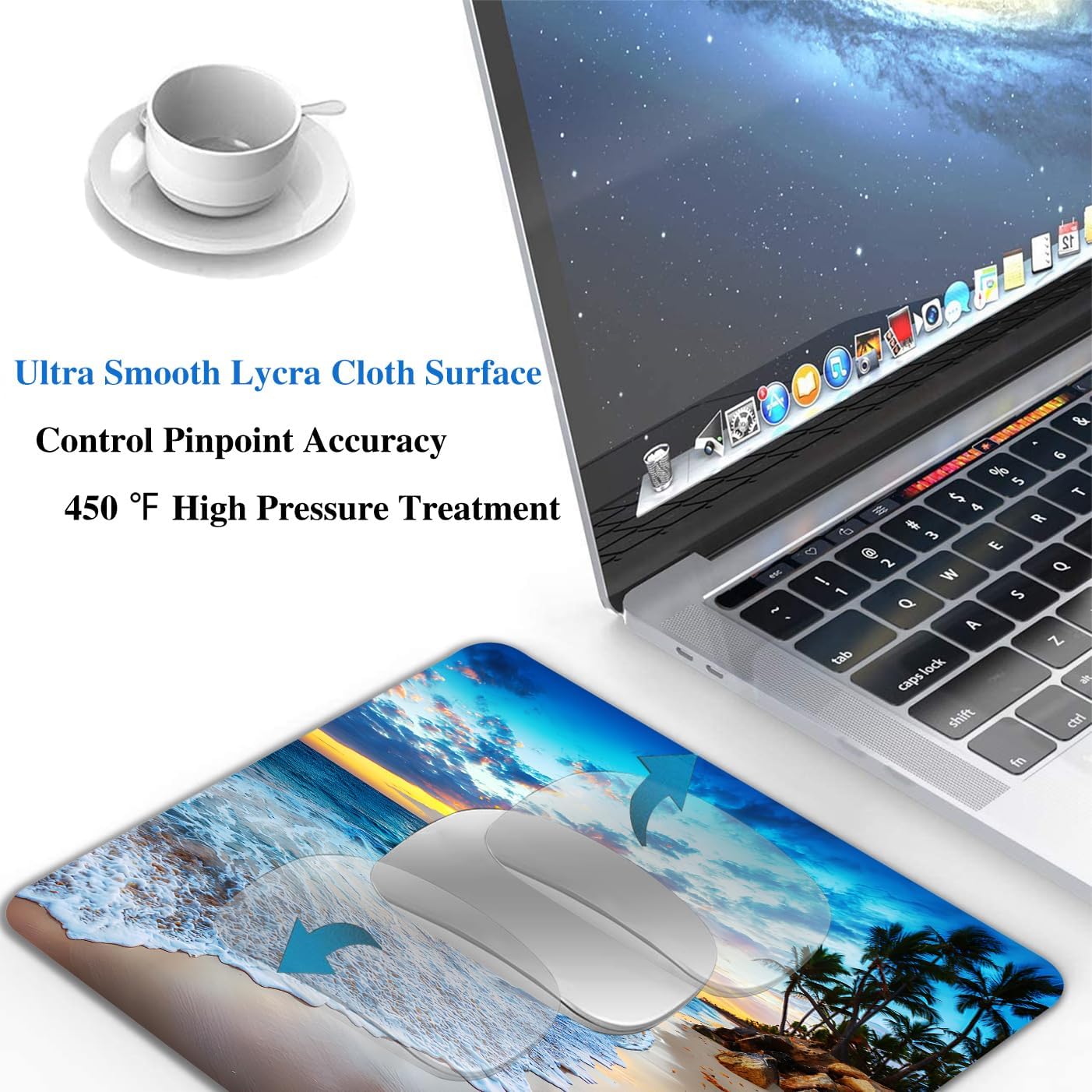 Sunset Beach Wave Mouse Pads for Desk, Portable Wireless Computer Mouse pad Small Design with Women, Non-Slip Rubber Base Laptop Mousepad 9.5" x 7.9" Smooth Surface for Office & Travel