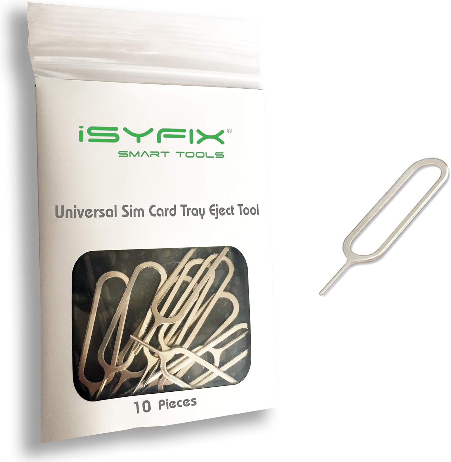 Sim Card Tray Pin Eject Removal Tool Needle Opener Ejector 10X Pack by iSYFIX for All iPhone, Apple iPad, HTC, Samsung Galaxy, and Most Smartphone Brands