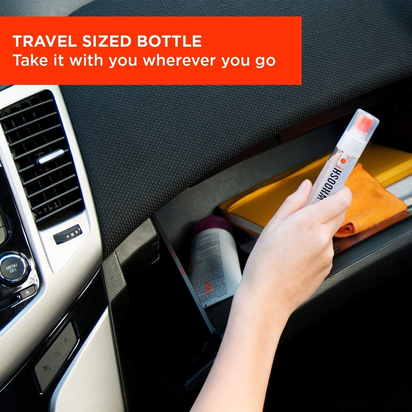 WHOOSH! Screen Shine Go 2-Pack – Two 1 fl oz Refillable Touchscreen Cleaners with Microfiber Cloths for Car, iPad, Laptop and Eyeglasses – Powerful Streak-Free Cleaning – Pocket-Sized, TSA-Approved