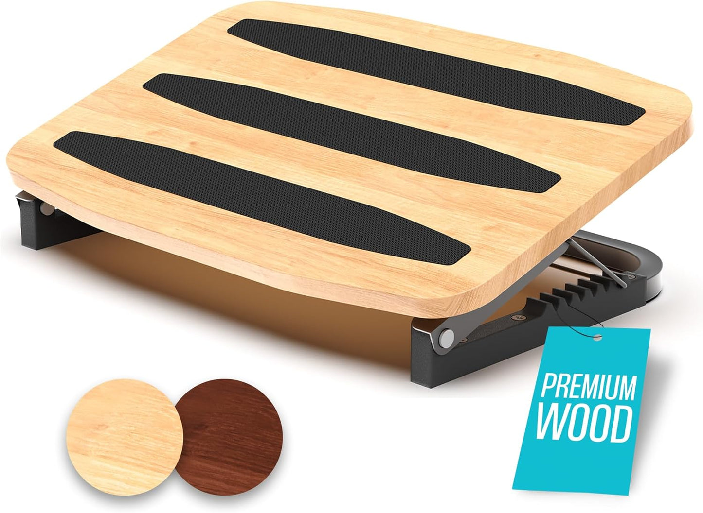 Adjustable Under Desk Foot Stool - Ergonomic Foot Rest with 7 Angles - Natural