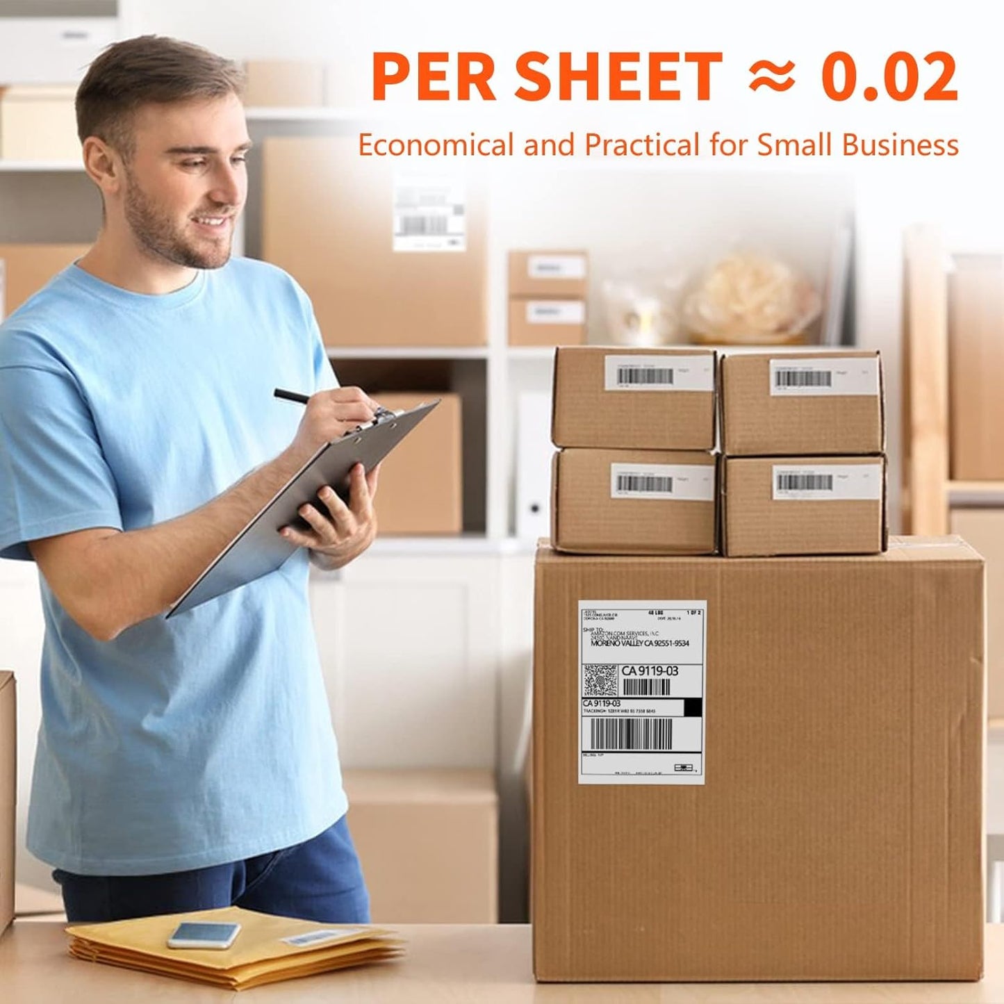 JADENS Thermal Shipping Labels 4x6-350 Labels(4 Rolls), Compatible with Rollo, Brother, Zebra and Most Thermal Printer, Perforated, Commercial Grade, Doesn't Compatible with Dymo