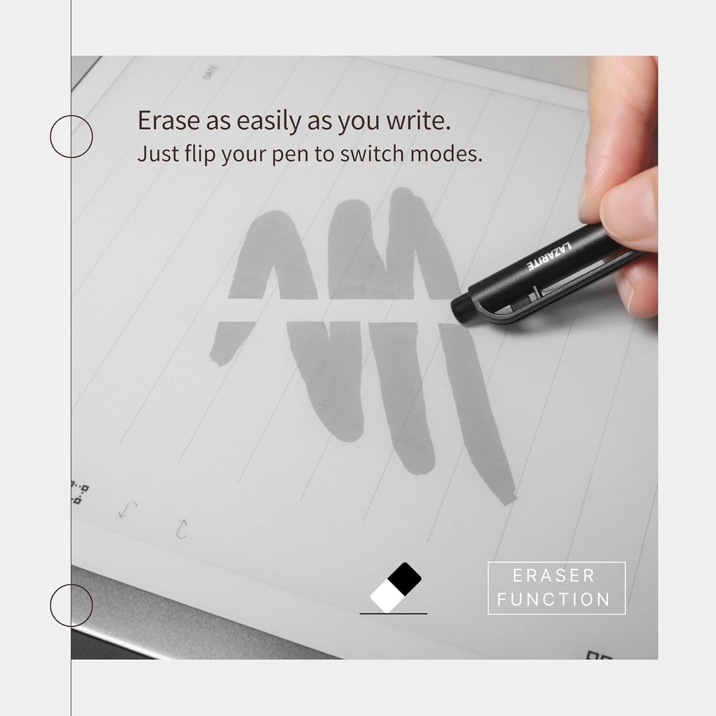 LuxoScribe, Marker Pen for Remarkable 2/Kindle Scribe/SuperNote Device. EMR Stylus Pen with Eraser, 4096 Pressure Sensitivity, Palm Rejection