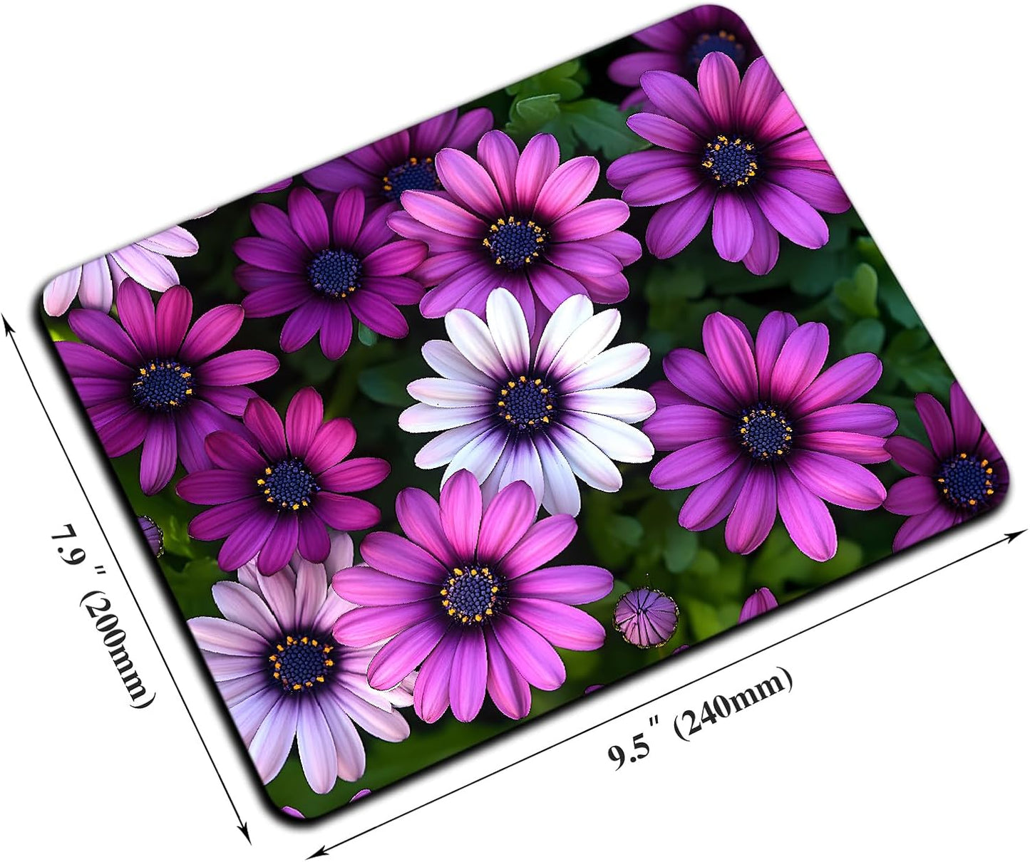 Mouse Pad, Cute Purple Floral Plants Mouse Pads for Desk, 9.5" x 7.9" Non-Slip Rubber Base Computer Mousepad with Women, Portable Square Design for Wireless Mouse and Pad Laptop Office & Travel