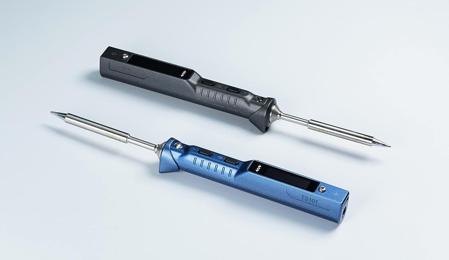YKEY Original Blue TS101 Electronics Soldering Iron Station Kit USB Type C Power Portable Adjustable Temperature OLED Welding Tool TS100 Upgraded(TS-B2 Tip)