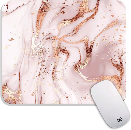 Square Mouse Pad Rose Gold Marble, Personalized Premium-Textured Custom Mouse Mat Design, Washable Mousepad Cloth, Non-Slip Rubber Base Computer Mouse Pads for Wireless Mouse