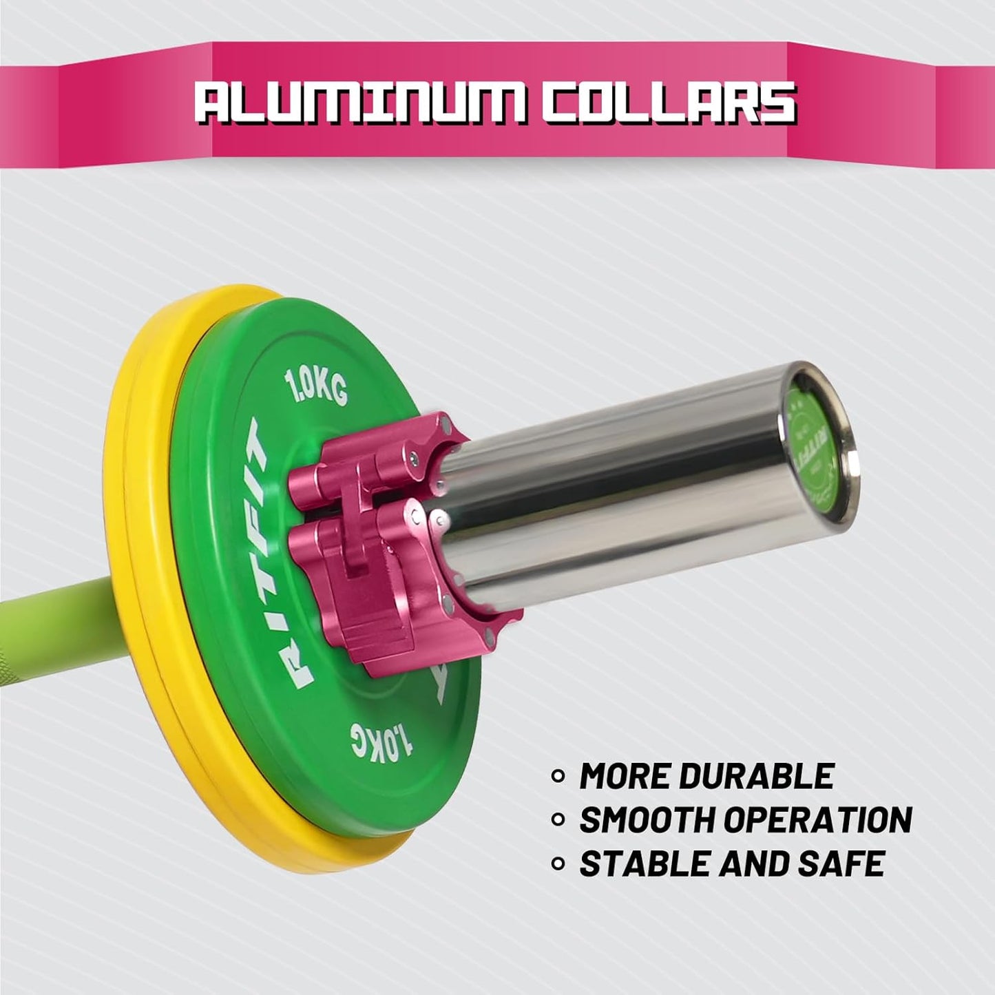 RitFit 2-Inch Magnetic Barbell Collars Locking Clamps - Heavy Duty Aluminum Alloy, Quick Release with Non-Slip TPR Pads for Olympic Weightlifting Powerlifting Training (Pair)