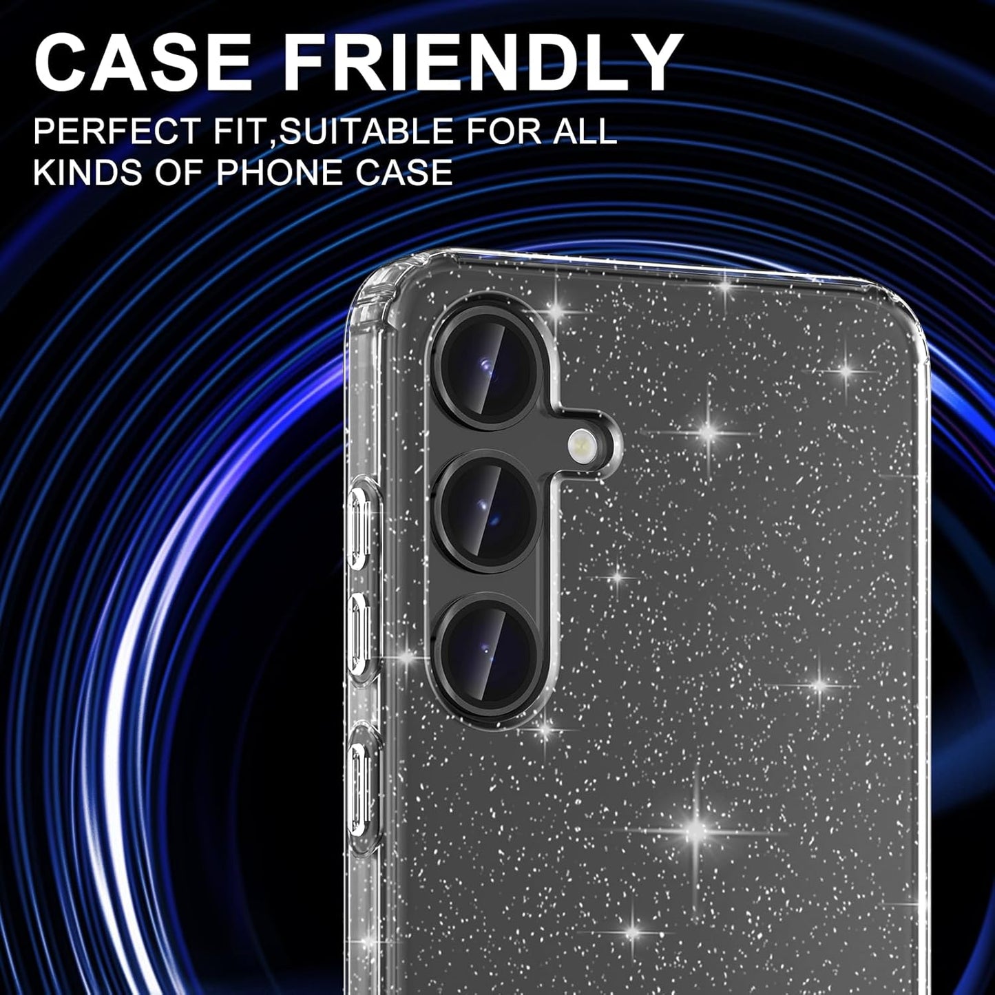 for Samsung Galaxy S24 FE Camera Lens Protector, Individual Metal Ring Tempered Glass Lens Cover, [Strong Adsorption] Scratch Resistant Ultra-Thin HD Clear Lens Cover, 1 Set-Black