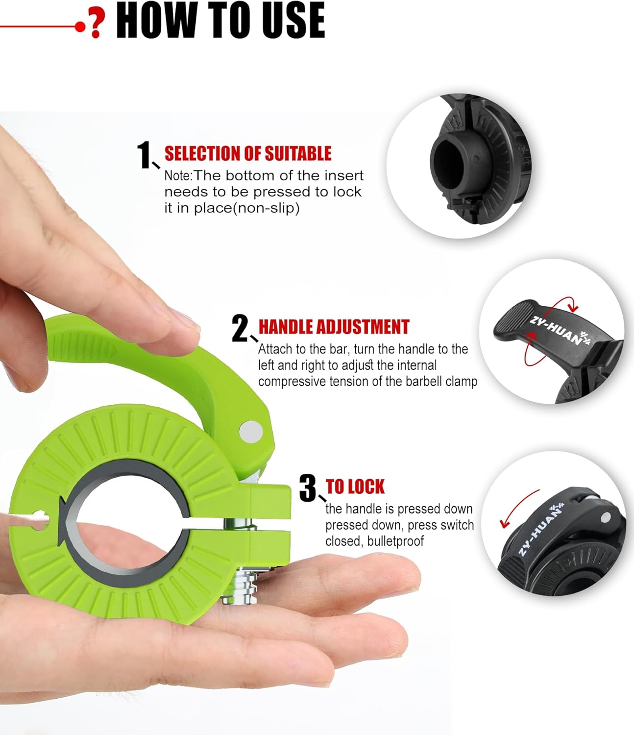 Pro Barbell Clips 1 inch Barbell Clamps 0.9-1.18inch Quick Release Weight Clips for Bars Multi-Size Adjustable Olympic Barbell Clamps