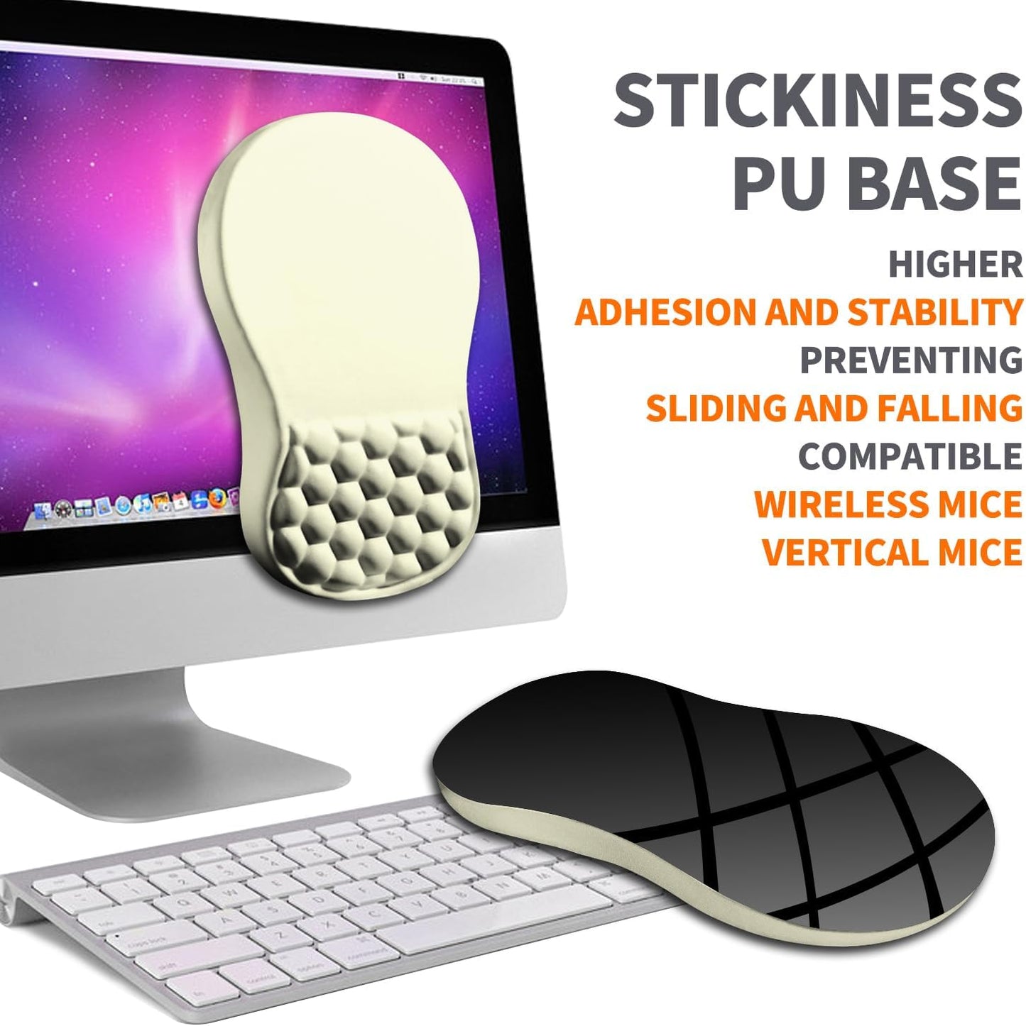 Ergonomic Joint Wrist Support Mouse Pad with Memory Foam Cushion Massage Bump, Carpal Tunnel Pain Relief Mousepad Slope Design for Wrist Rest, 11.8x7.9 in, Beige