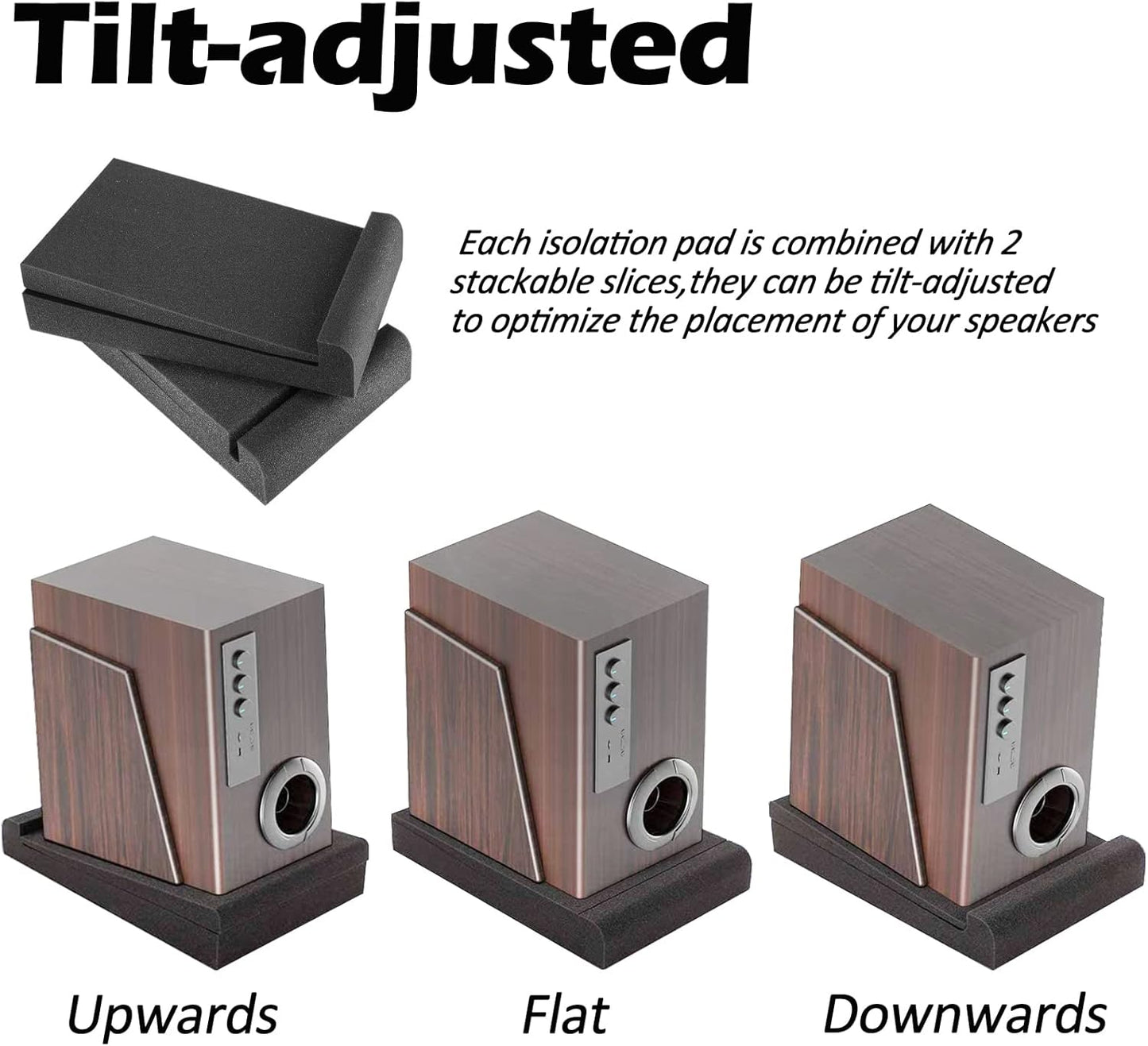 Studio Monitor Isolation Pads, Made of High Density Acoustic Foam, 2 Packs Sound Dampening Speaker Riser Foam to Prevent Vibrations