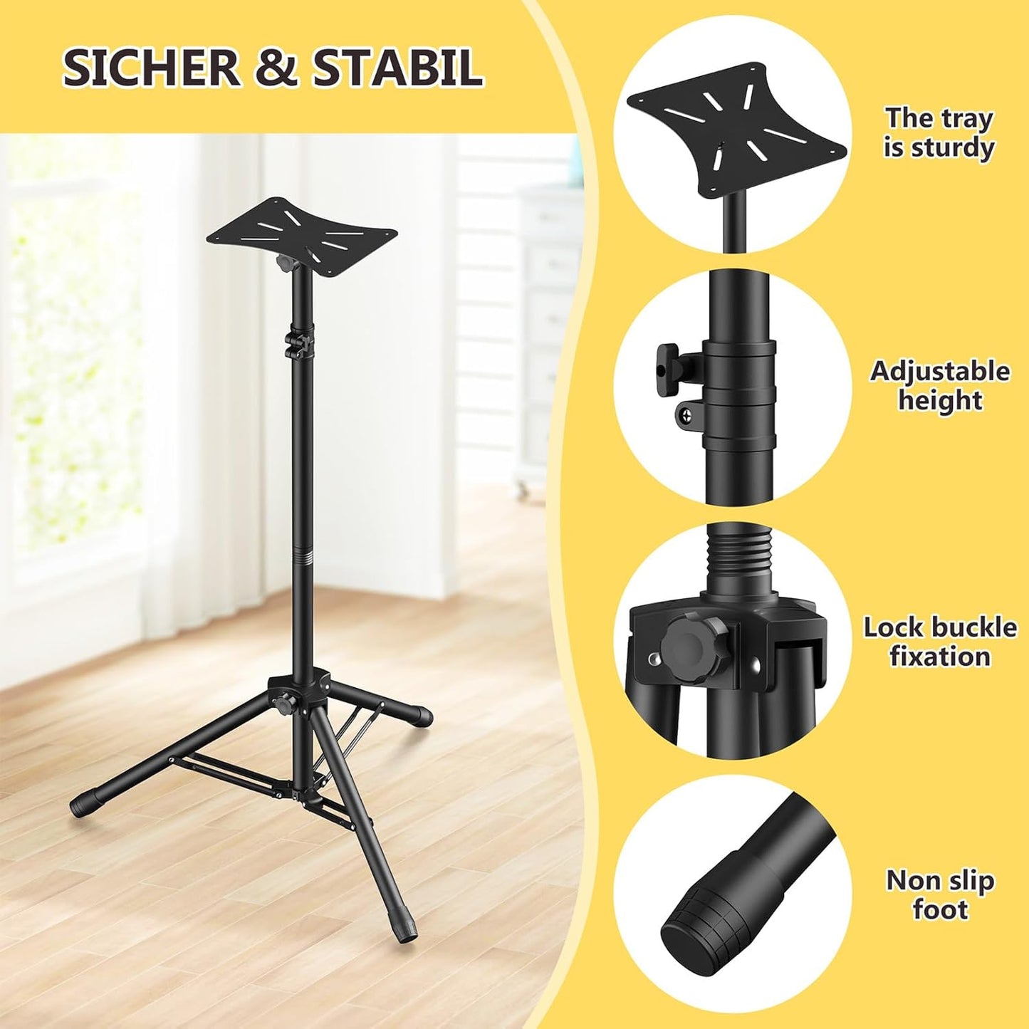 Tripod Speaker Stands with Carry Bag, Foldable for Storage, Ideal for DJ PA, Adjustable Height 35.62" to 47.24"