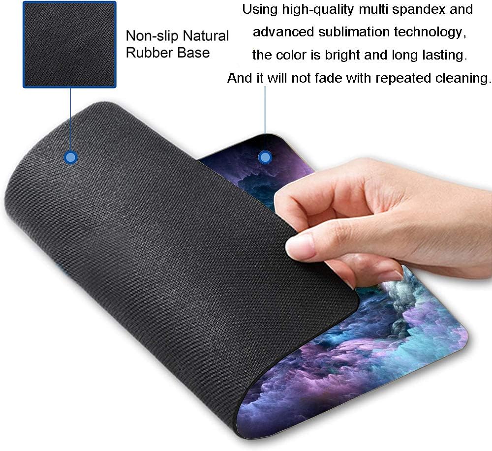 Rainbow Cloud Mouse Pad, Modern Pretty Space Gaming Mouse Mat - Square, Waterproof, Non-Slip Rubber Base - 9.5"x7.9"x0.12" Inch - For Office, Home, Laptop, Travel