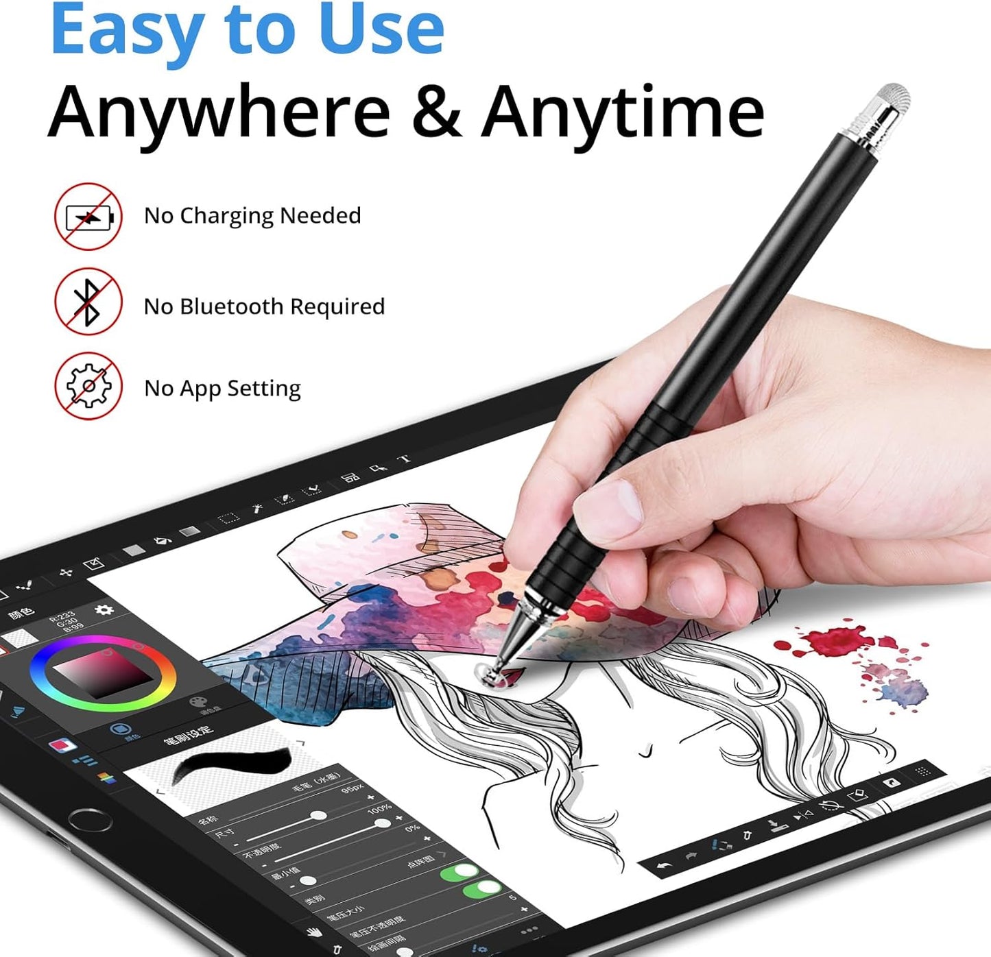 Capacitive Stylus Pen (4 Pack), Universal Stylist Pens 2 in 1 Precision Series Fine Point Disc Touch Screen for iPhone/iPad/Android/Tablet and All Screens