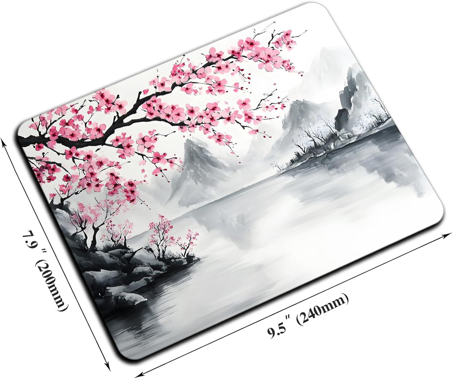 Mouse Pad, Cute Japanese Cherry Blossom Mouse Pads for Desk, 9.5" x 7.9" Non-Slip Rubber Base Computer Mousepad with Women, Portable Square Design for Wireless Mouse and Pad Laptop Office & Travel