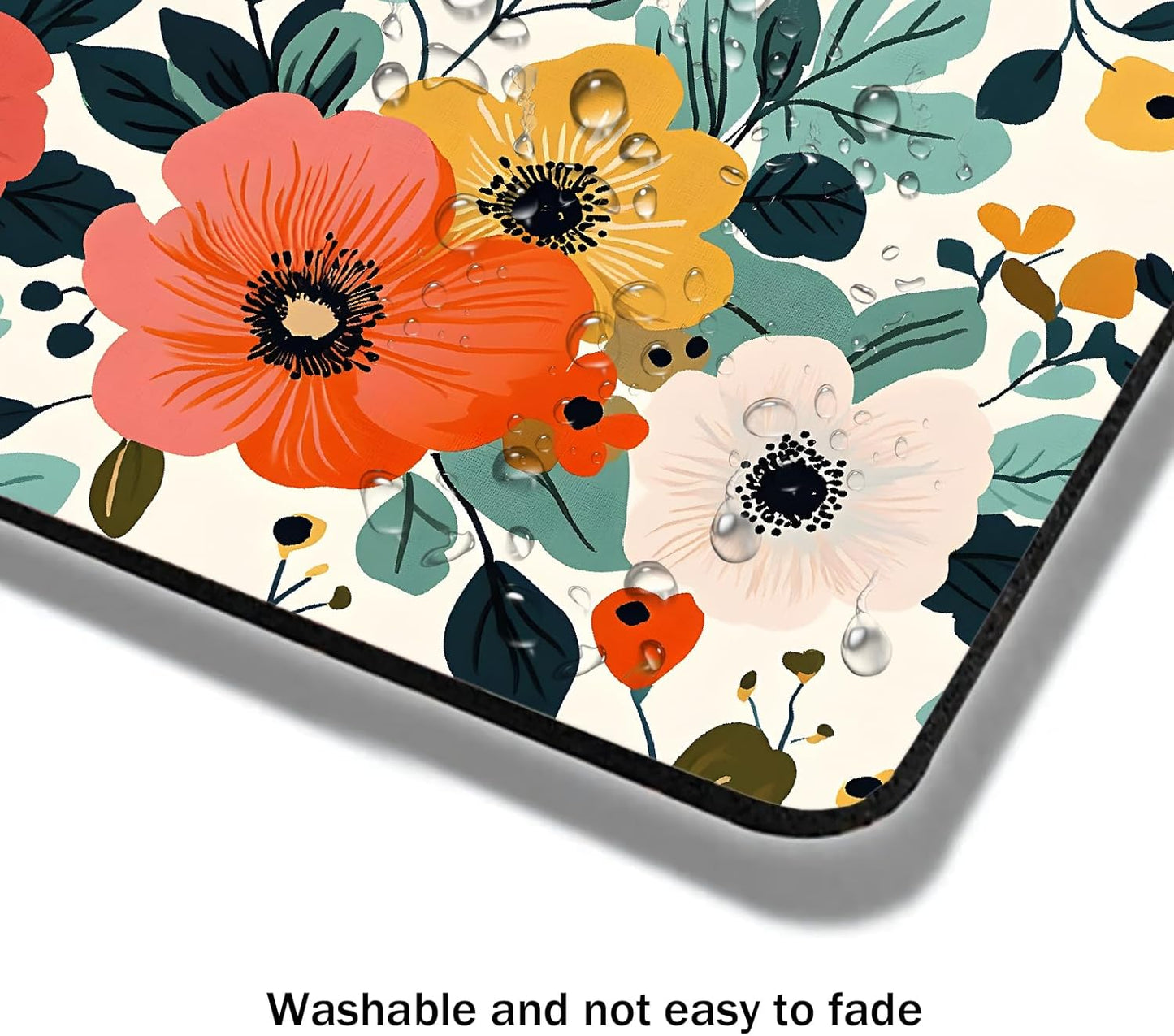 Mouse Pad, Cute Floral Pattern Flower Mouse Pads for Desk, 9.5" x 7.9" Non-Slip Rubber Base Computer Mousepad with Women, Portable Square Design for Wireless Mouse and Pad Laptop Office & Travel