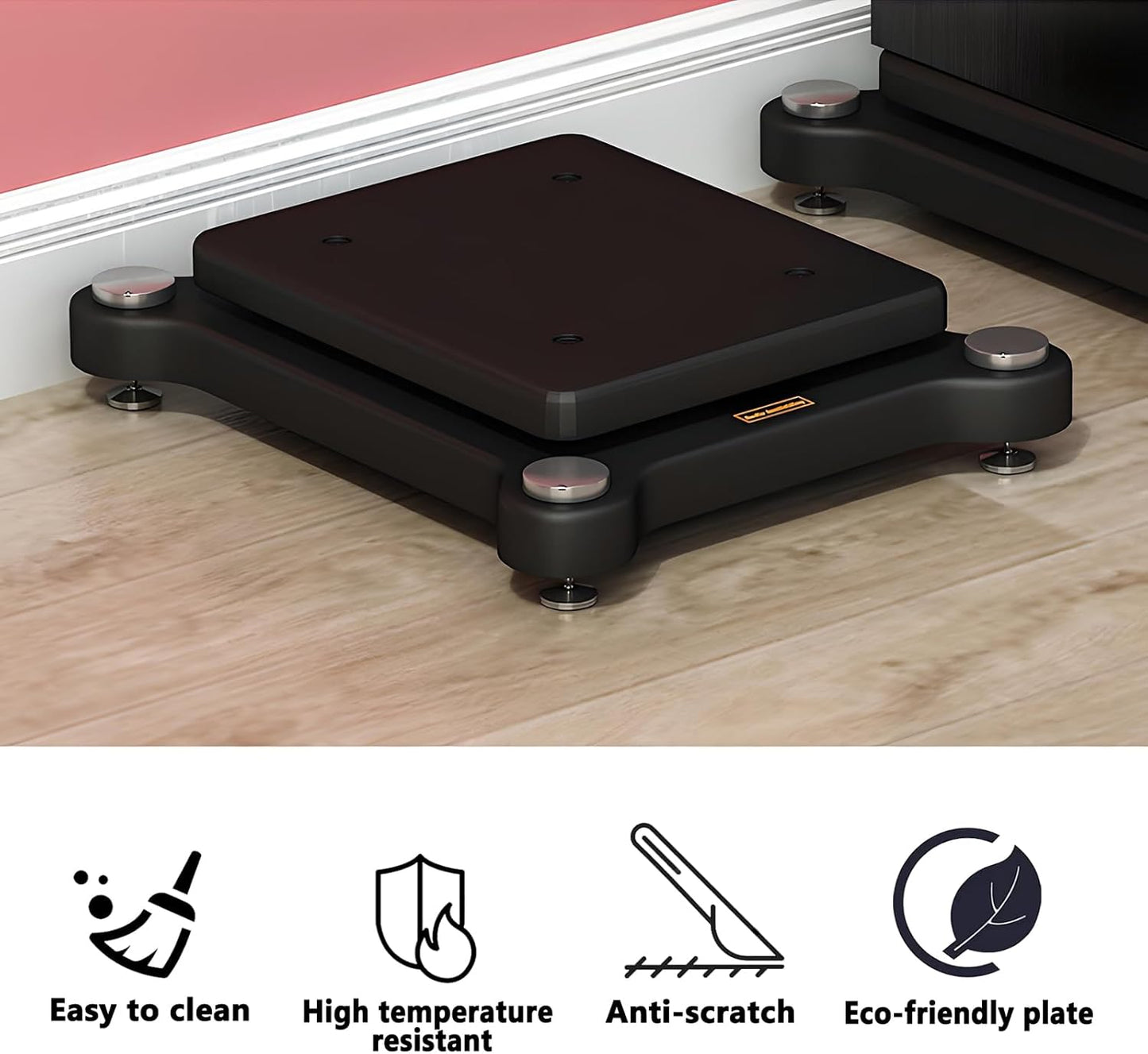 2pcs Subwoofer Isolation Stand, Double-Layered Speaker Isolation Stands with Stainless Steel Metal Feet, Acoustic Speakers Isolation Pad for Floor, Desktop (13.7×15.7in)