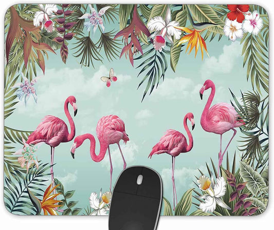 Tropical Leaves and Flamingo Gaming Mouse Pad， Rectangle Mouse Pad Size(9.84"x7.87")