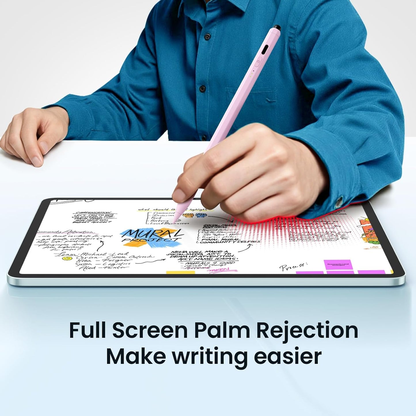 Stylus Pen for iPad(2025-2018),13 mins Fast Charge Pencil with Tilt Sensitivity and Palm Rejection for iPad A16/10/9/8/7/6,Air 13"/11"/M3/M2/5/4/3,Pro 11"/13"/12.9"/M4/M2/M1,Mini 7/6/5, Pink