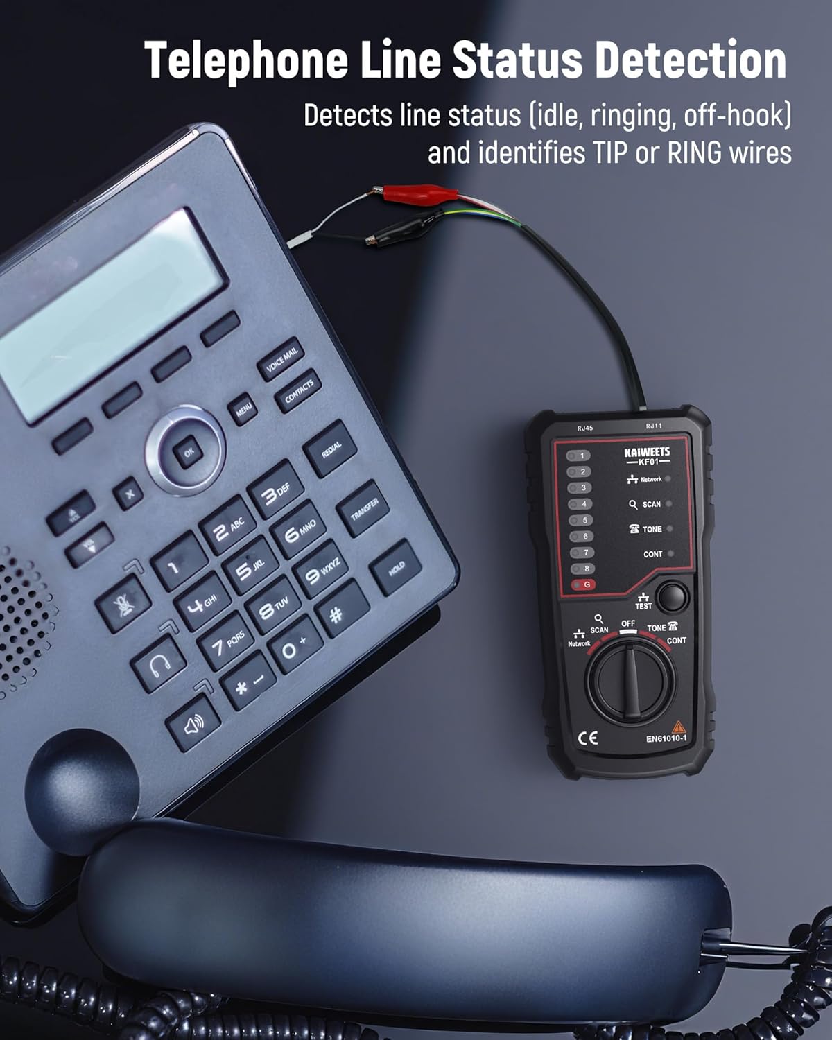 KAIWEETS Network Cable Tester, RJ45 RJ11 Wire Tracer Line Finder, Tone Generator and Probe Kit, Cable Tracer Ethernet LAN Network Cat5 Cat6 for Cable Collation, Telephone Line Test