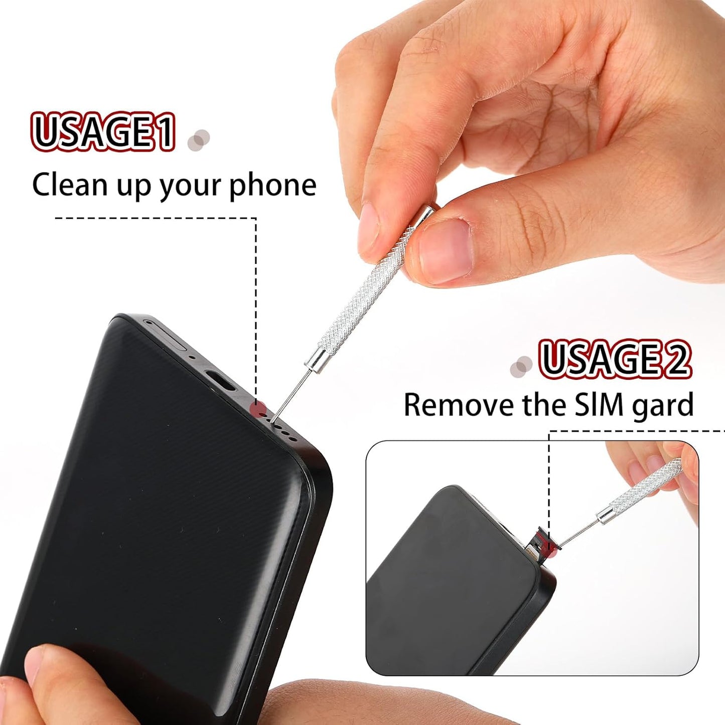 SIM Card Removal Pin, 15 Pcs SIM Card Tray Removal Tool Watch Chain Link Remover Pin Tools Smartphone Ejector Pins Needle Remover for All Models Cell Phone Ejector Opener