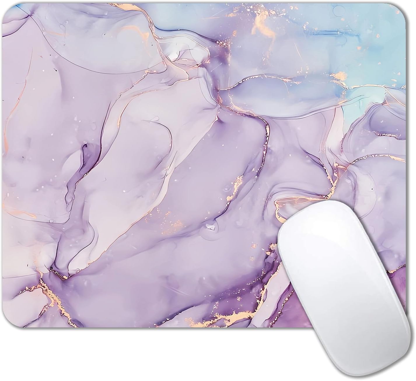 IMAYONDIA Pink Blue Marble Mouse Pad, Purple Alcohol Ink Pattern Gaming Mouse Pad, Modern Fluid Art Mousepad Design, Non-Slip Rubber Base Computer Mice Pad for School Home Office, 9.5 x 7.9 Inch