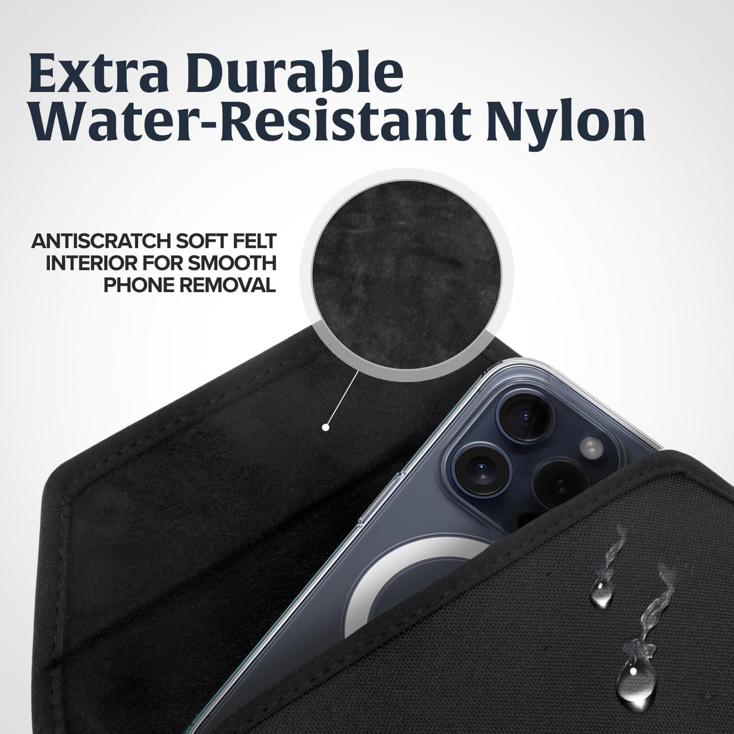 Turtleback Belt Clip for iPhone 16 Pro Max, 15 Pro Max, 14 Pro Max -Small- Fits w/Slim MagSafe Style Cases, Premium Black Nylon, Horizontal Belt Holder, Magnetic Closure HD Rotating Belt Clip