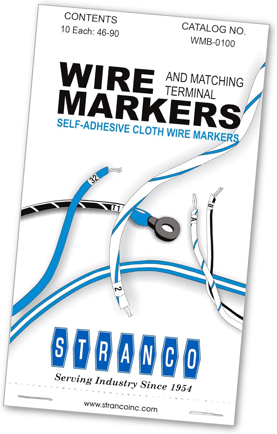 Premium Wire Marker Book for Cable Management, Vinyl-Coated, High-Tack Adhesive, Electric Panel Wire Label Stickers - 10 Pages, 1 Book, Numbered 46-90 (Pack of 1)