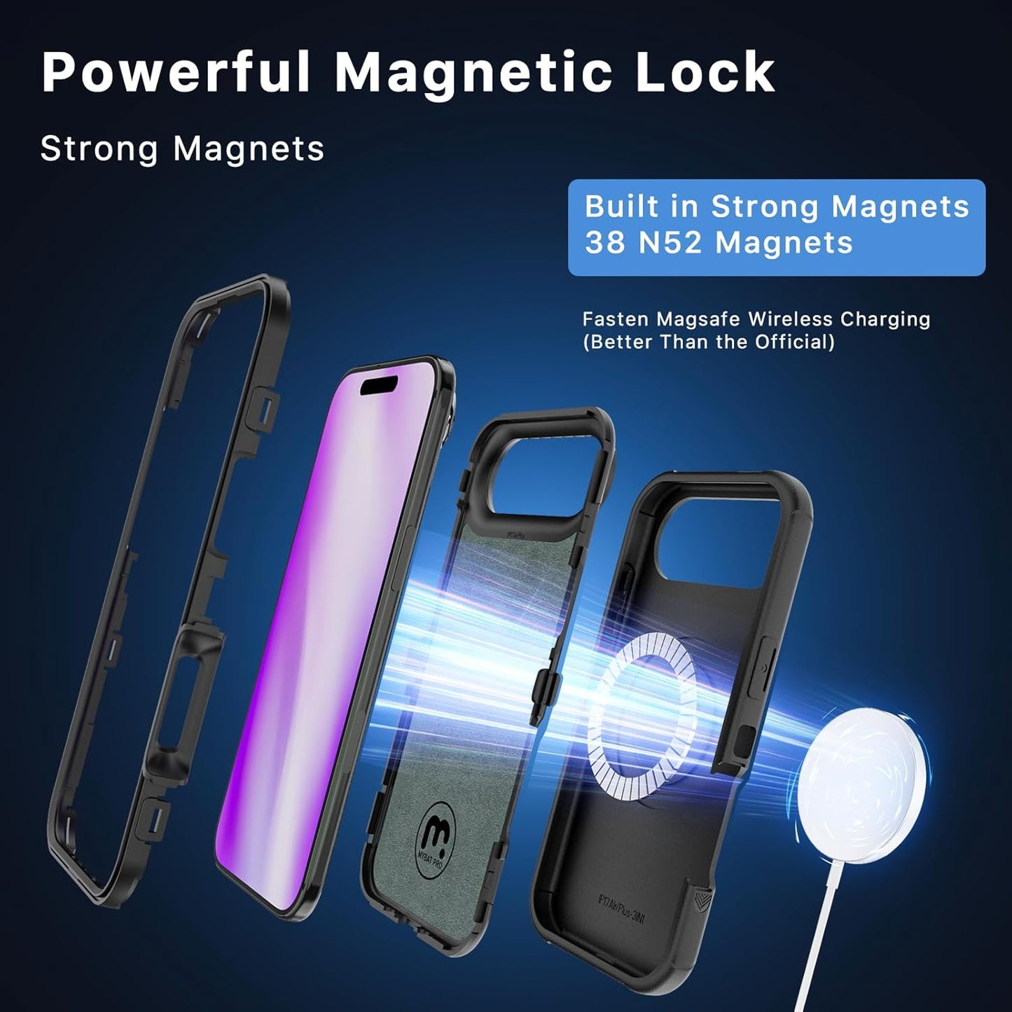 M MYBAT PRO for iPhone Air Case with Belt Clip Holster, [Compatible with Magsafe] w/Screen Protector, Anti-Drop, Shockproof, w 360°Rotating Kickstand,Heavy Duty Protection (Black)