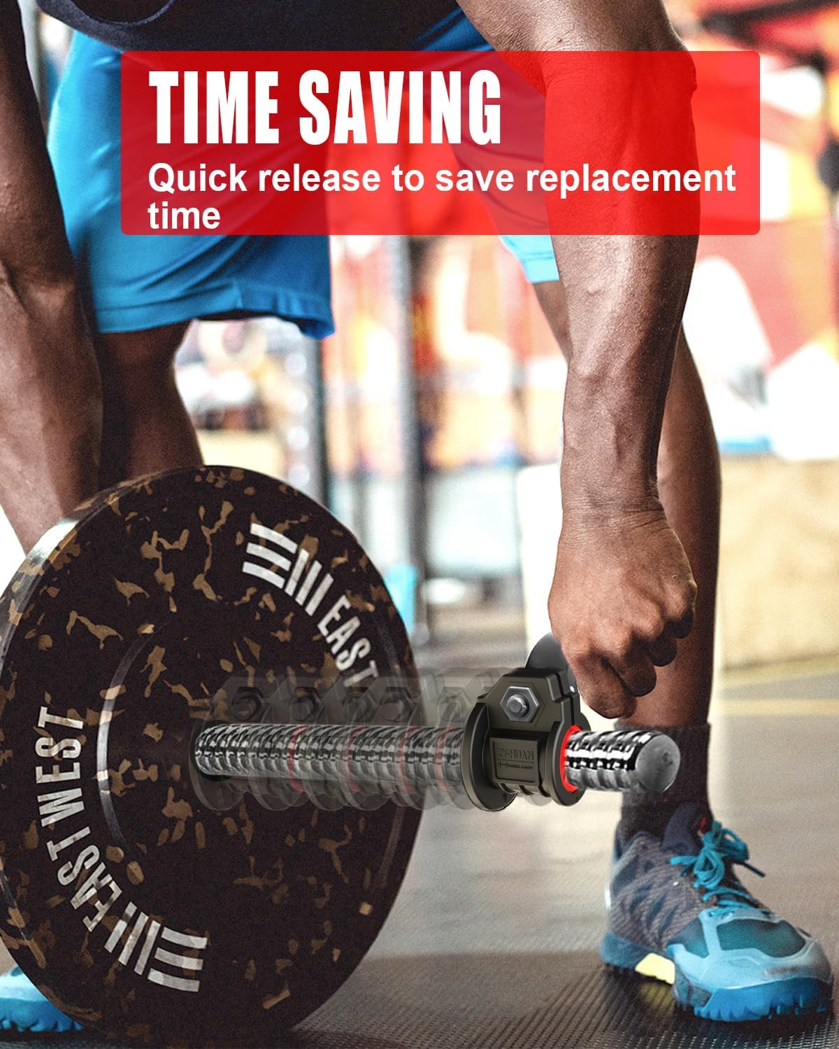 Barbell Clips 1 Inch Quick Release Weight Clamps 0.9-1.18inch Multi-Size Adjustable Olympic Clamps for Bars