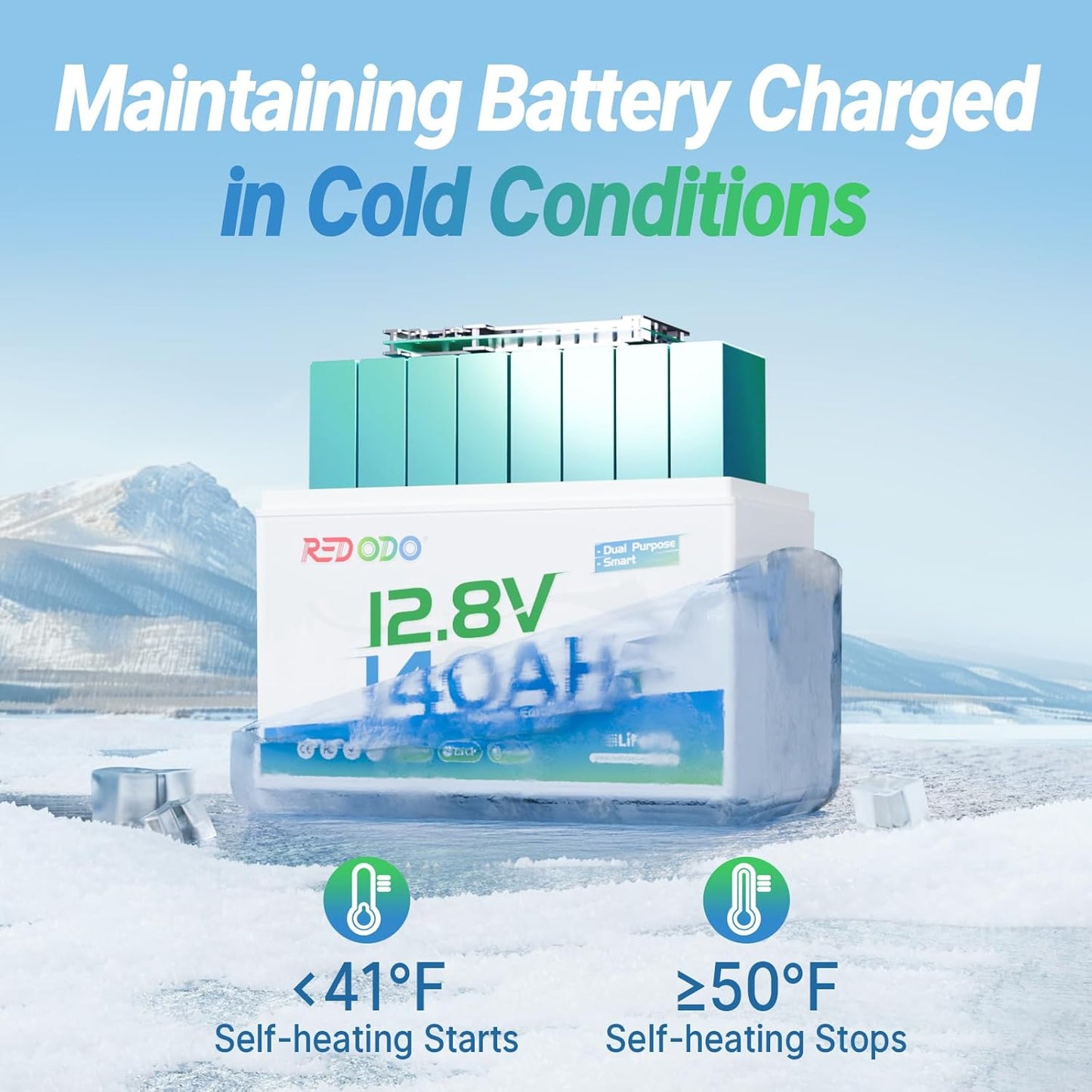 Redodo 12V 140Ah Dual Purpose Lithium Marine Battery, 1000CCA Group 31 Bluetooth Starting Battery with Self Heating, 2 Pack