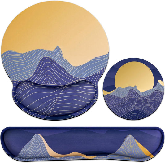 Ergonomic Keyboard Wrist Rest, Mouse Pad with Wrist Rest Anime, Cat Gaming Mousepad with Wrist Support, Memory Foam Wrist Rest Set for Computer Keyboard, Funny Cute Office Desk Accessories