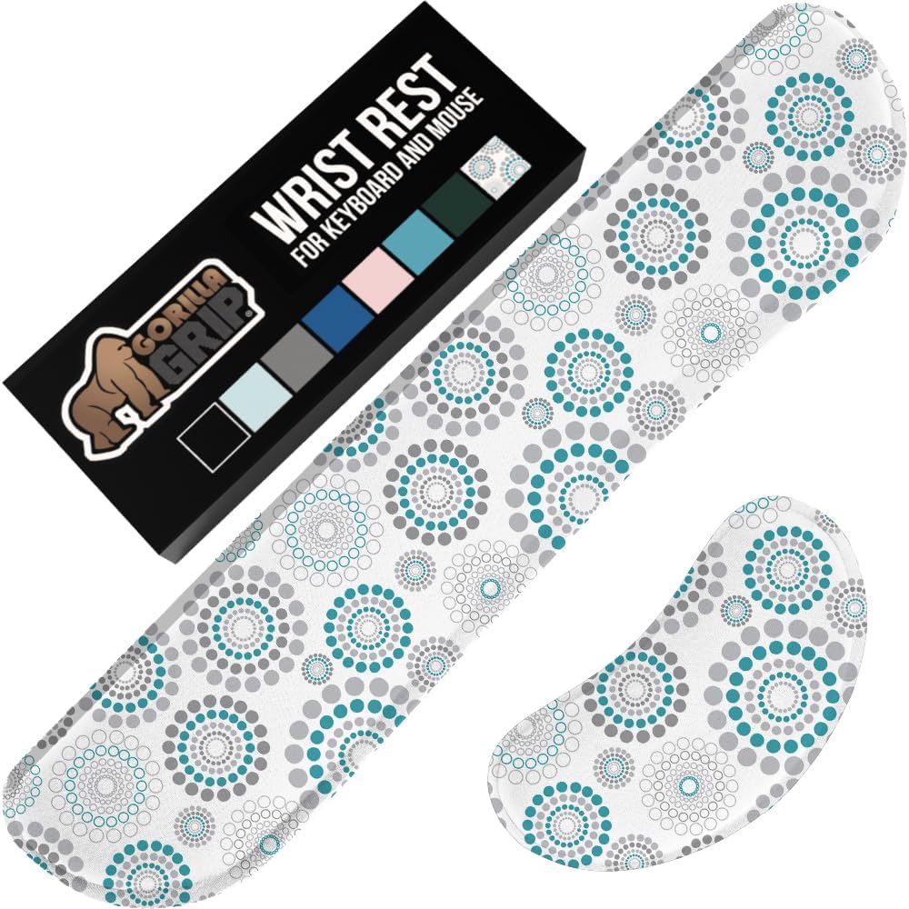 GORILLA GRIP Silky Gel Memory Foam Wrist Rest for Computer Keyboard, Mouse, Ergonomic Design for Typing Pain Relief, Desk Pads Support Hand and Arm, Mousepad Rests, Stain Resistant, 2 Piece Pad Spiral