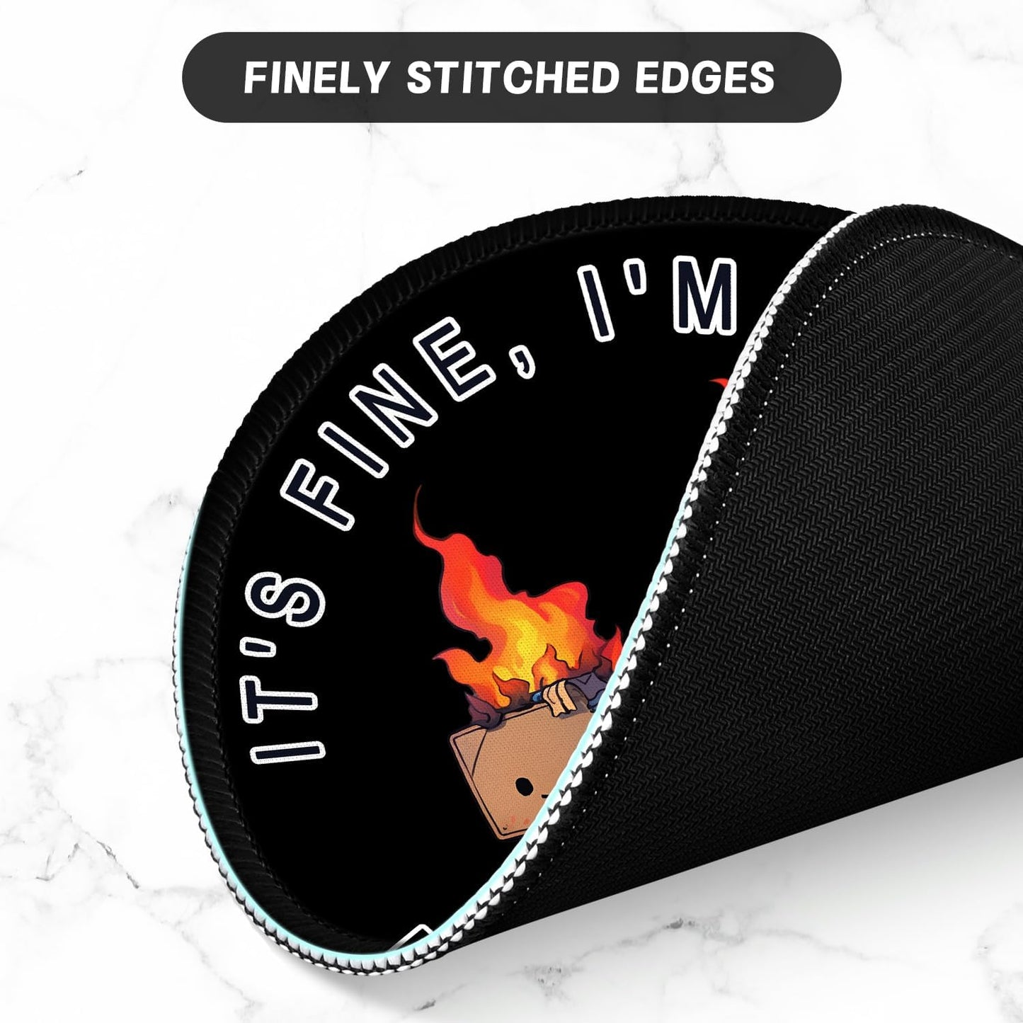 ITNRSIIET Round Mouse Pad with Stitched Edge Premium-Textured Waterproof Non-Slip Rubber Base Desktop Protection Mat Diameter 8.7 inches, Pretty Burning Box