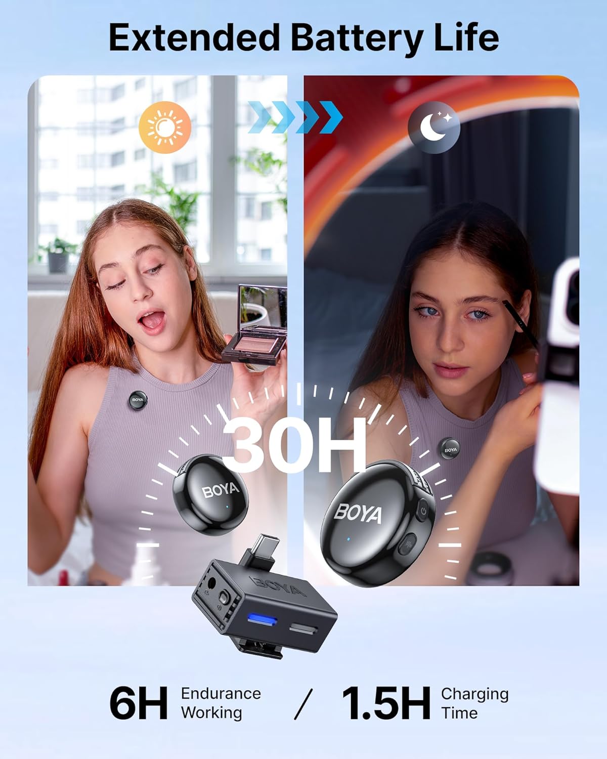 BOYA BOYALINK 3 Wireless Lavalier Microphone for iPhone/Android/Camera/PC/Tablets,AI Noise Cancellation, 48kHz/24Bit Studio Sound,APP Control, 984ft 6h Battery for Vlogging Interview(No Charging Case)