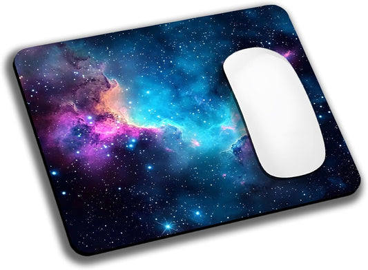 Blue Galaxy Space Mouse Pads for Desk, Portable Wireless Computer Mouse pad Small Design with Women, Non-Slip Rubber Base Laptop Mousepad 9.5" x 7.9" Smooth Surface for Office & Travel