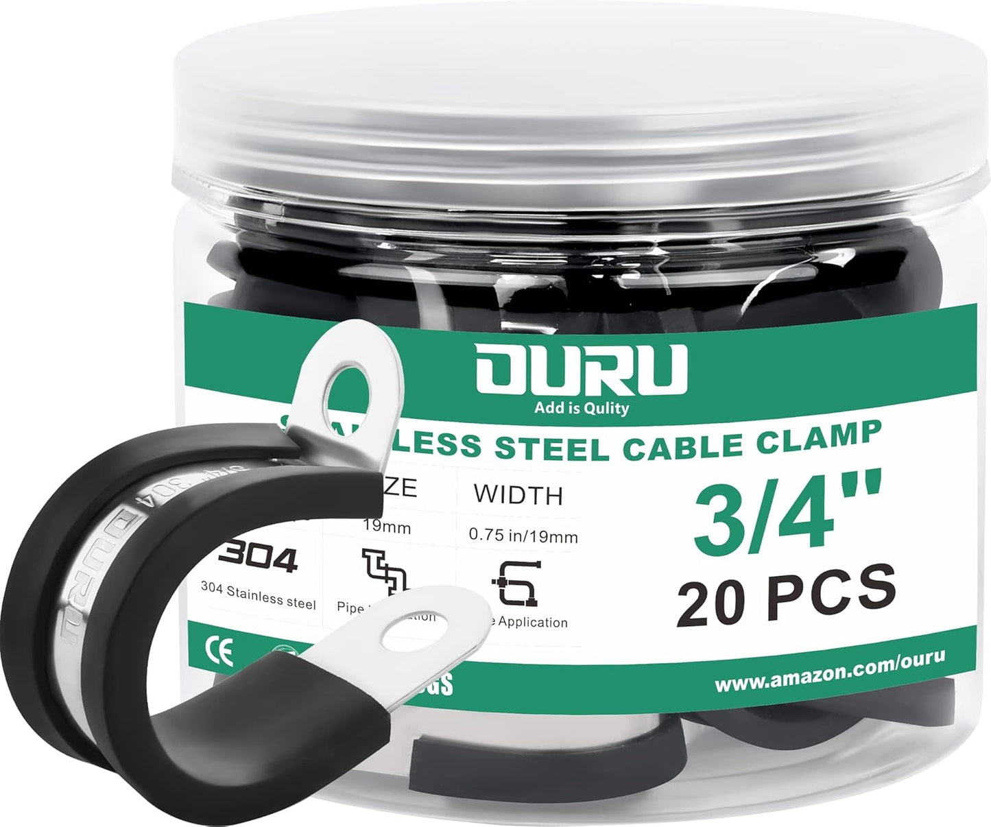 20pcs 3/4 Inch Stainless Steel Cable Clamps,Rubber Coated Cushioned Insulated Cable Clamp,Automotive Cable Wire Clamps,Pipe Clamps,Metal Clamp for Tube,Lines,Wire Cord Installation(Black,19mm)
