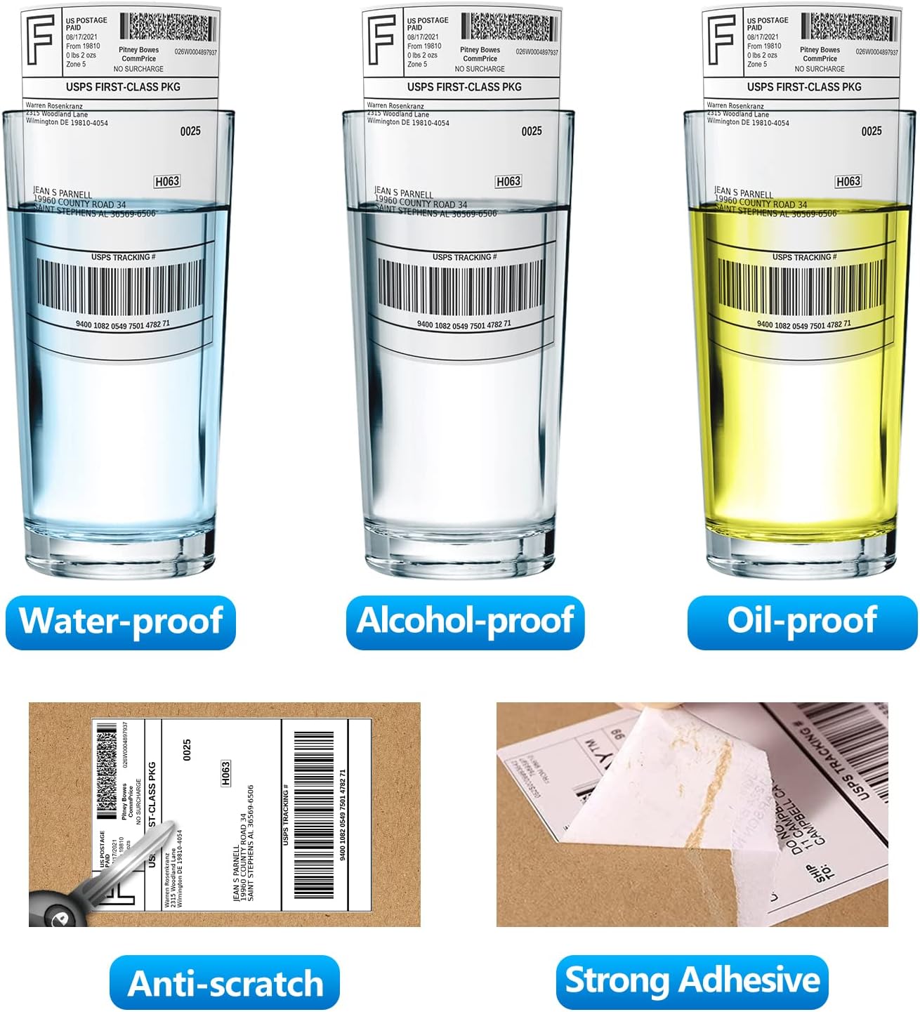 FungLam 100 Rolls 4x6 Direct Thermal Shipping Labels, 250 Labels Per Roll, 1" Core, Perforated, White Mailing Postage Shipping Label Compatible with Zebra 2844 ZP-450 ZP-500 ZP-505