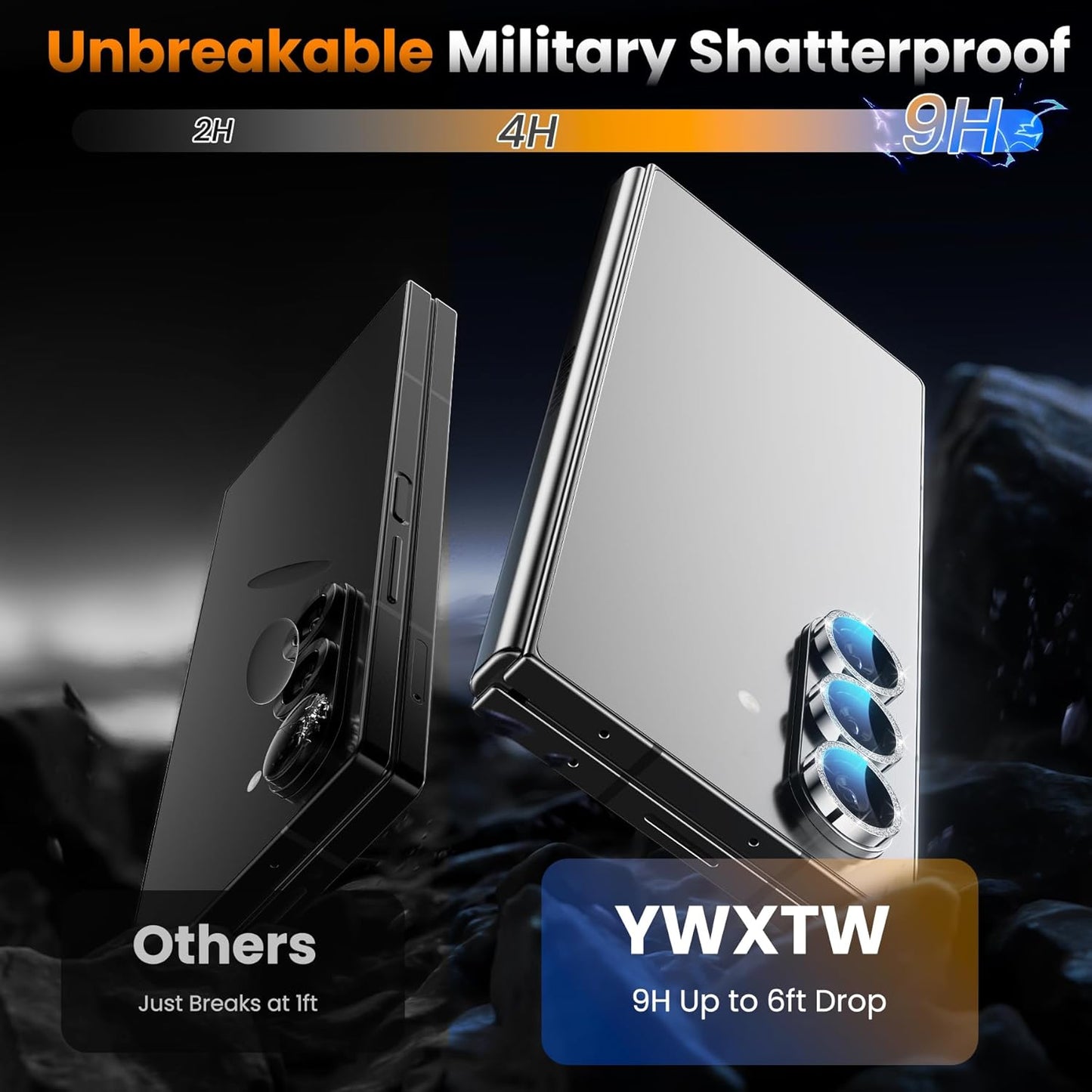 YWXTW for Samsung Galaxy Z Fold 7 Camera Lens Protector, [12X Stronger Adhesion] Individual Anti Scratch Metal Ring Tempered Glass Camera Screen Protector for Z Fold 7 Accessories 2025 (Glitter Silver)