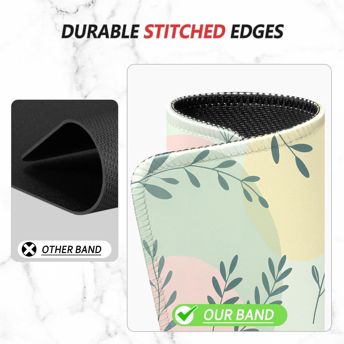 ITNRSIIET Mouse Pad Non-Slip Rubber Base Smooth Surface Stitched Edges Waterproof Durable Compatible with All Mice for Office & Gaming, Desk Accessory, 10.2x8.3x0.12 inch, PastelFoliage