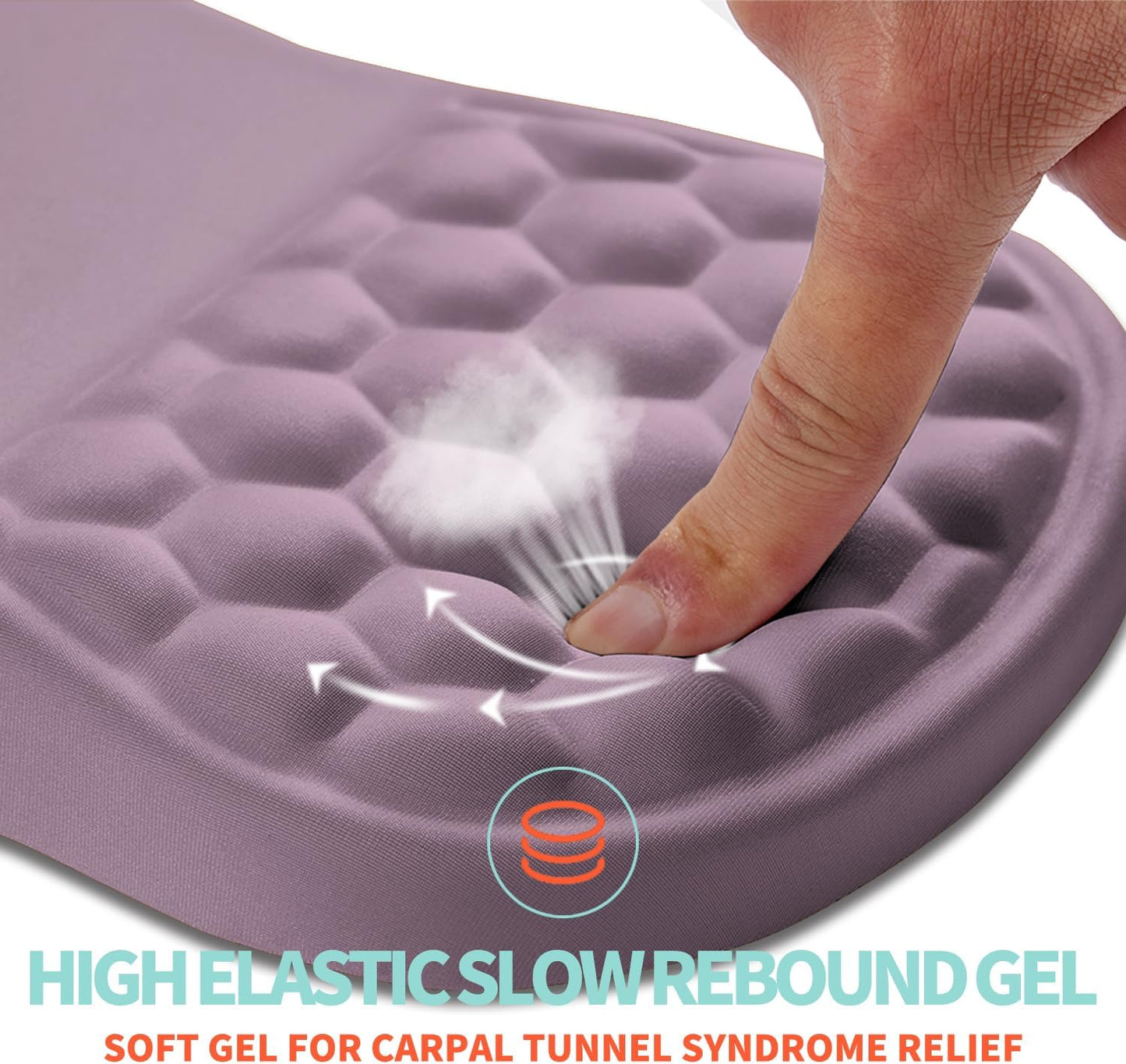 Ergonomic Mouse Pad Wrist Support with Memory Foam Massage Bulge, Carpal Tunnel Pain Relief Mousepad Wrist Rest for Mouse(12x8 inch, Purple)