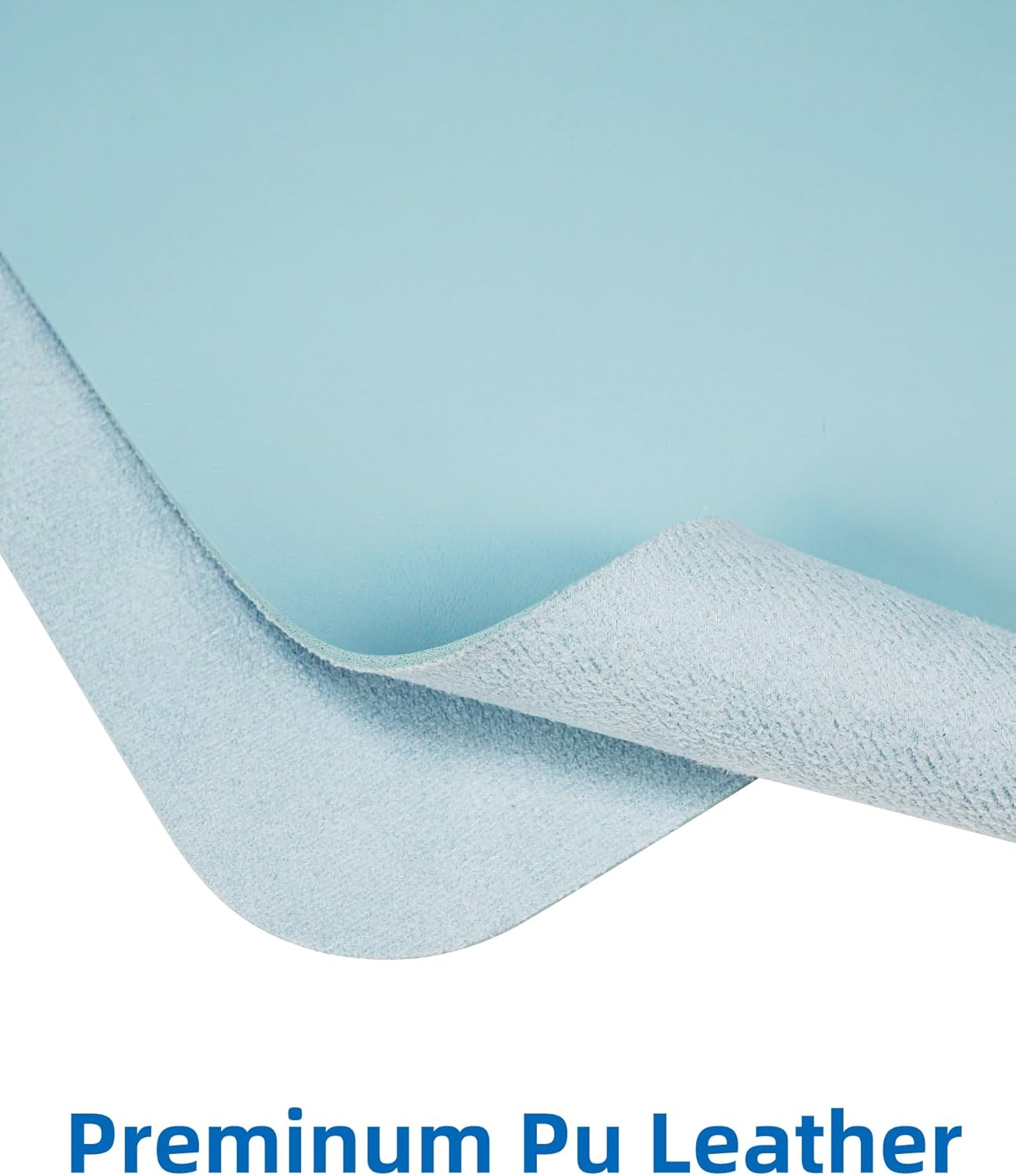 Leather Desk Pad Protector,Mouse Pad,Office Desk Mat, Non-Slip PU Leather Desk Blotter,Large Desk mat,Waterproof Keyboard mat for Office/Home/Decor (Light Blue,55" x 17")