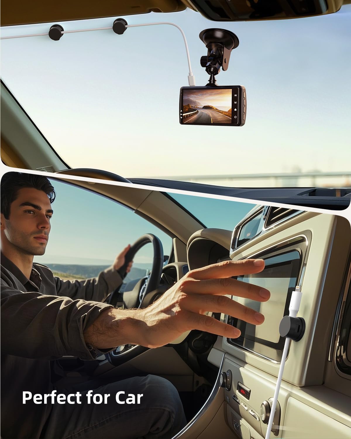 Cord Organizer, Rotatable Cable Organizer 8 Pack, No-Residue Adhesive Spring Cable Clips, Cord Holder for Nightstand, Kitchen, Office Accessories and Car (Black)