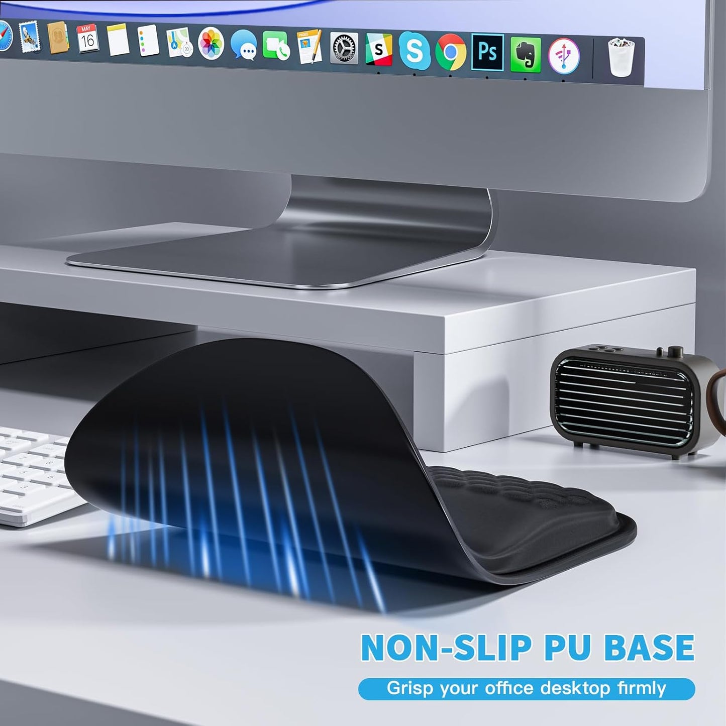 Mouse Pad with Wrist Rest, Ergonomic Mousepads with Wrist Support, Soft Lycra Fabric Memory Foam Office Desk Accessories for Comfort/Pain Relief/PC Gaming/Computer/Laptop (Black)