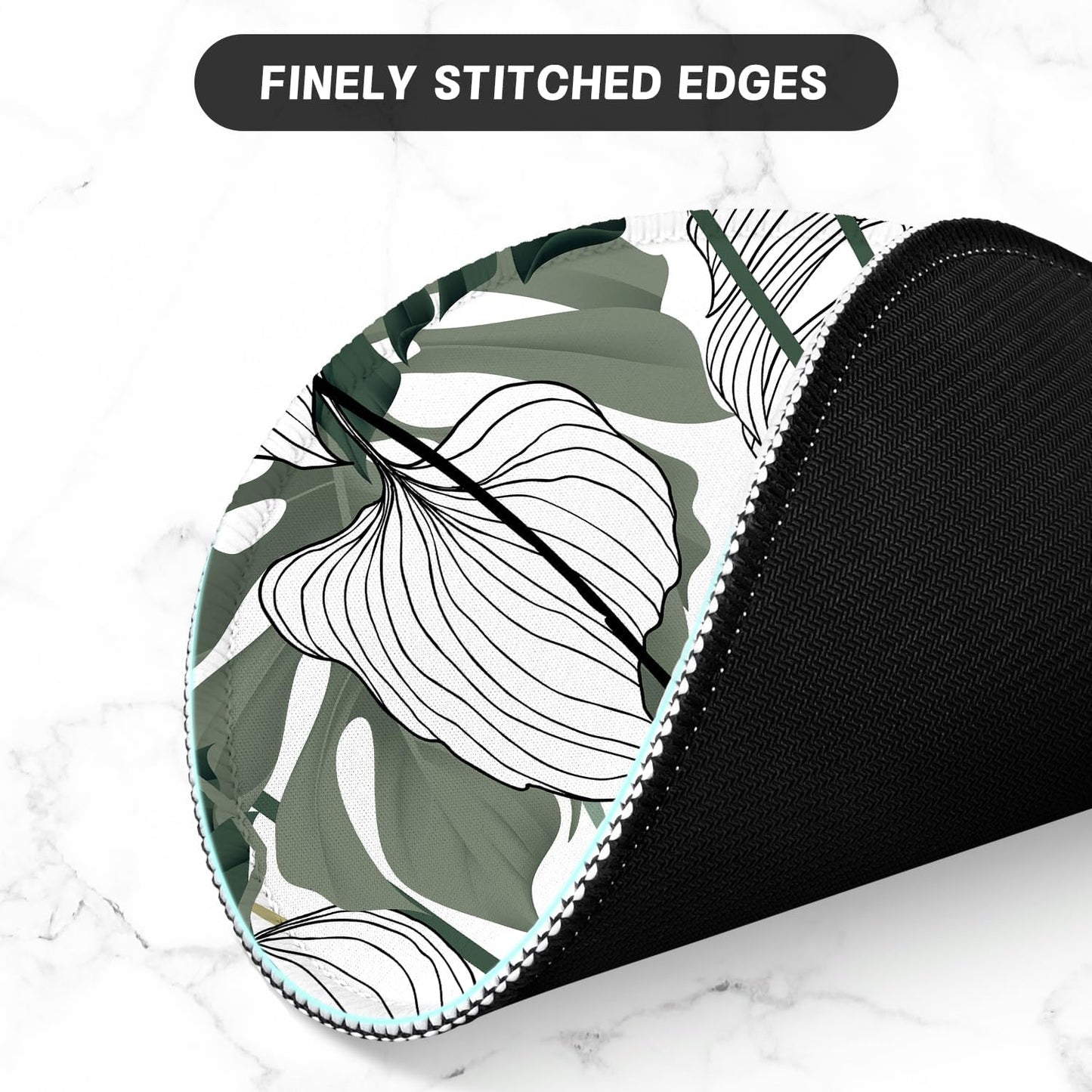ITNRSIIET Round Mouse Pad with Stitched Edge Premium-Textured Waterproof Non-Slip Rubber Base Desktop Protection Mat Diameter 8.7 inches, Tropical Plant