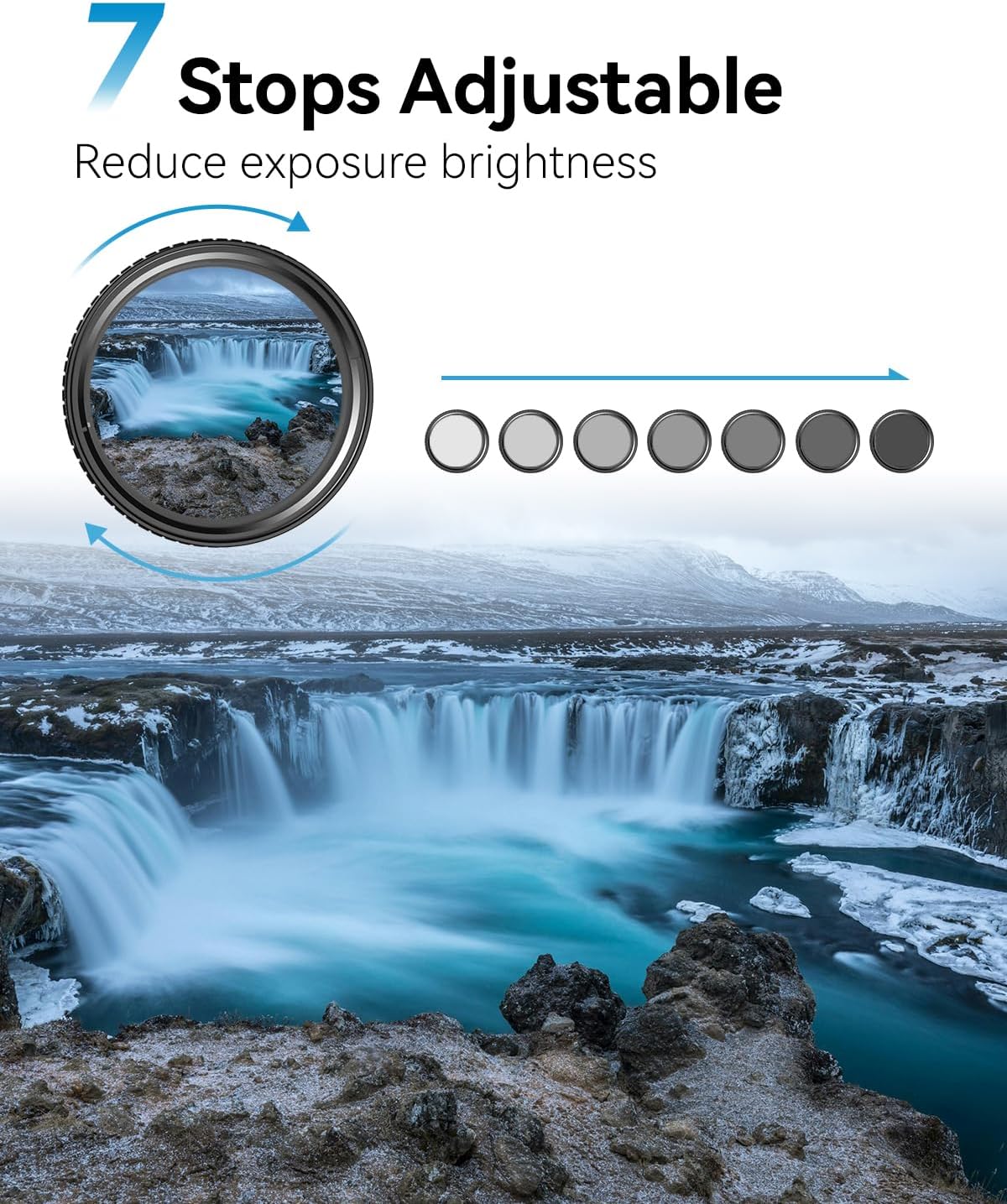 67mm Variable ND2-400 Filter for iPhone/DSLR - Phone Neutral Density Lens Attachment with Universal Clip, Compatible with iPhone 16/15/14/13 Pro Max, Samsung Galaxy, Huawei, etc.