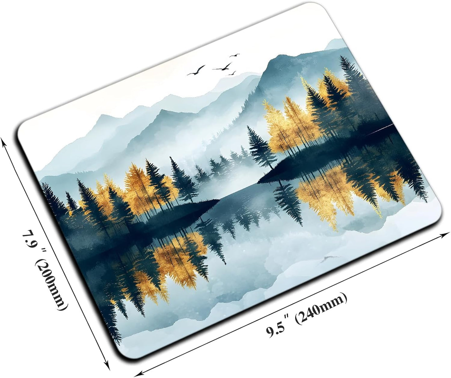 Mouse Pad, Cute Abstract Mountain Forest Mouse Pads for Desk, 9.5" x 7.9" Non-Slip Rubber Base Computer Mousepad with Women, Portable Square Design for Wireless Mouse and Pad Laptop Office & Travel